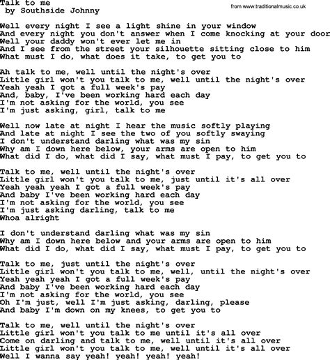 lyrics talk to me|talk to me song lyrics.